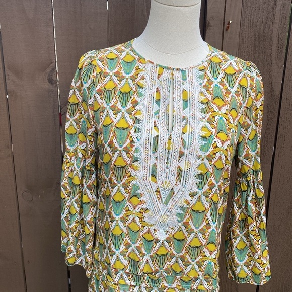 Kobi Halperin Lulu Silk Drop Waist Dress in Ivory Multicolor size XS - Picture 4 of 16